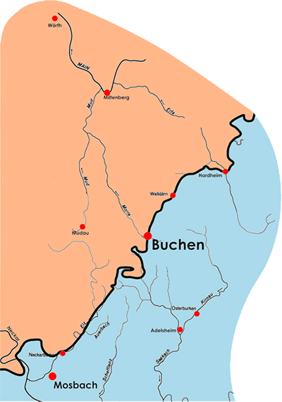 Geologie von hinterem Odenwald und Bauland